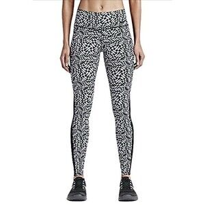 Nike Legendary Athletic Leggings M Black Gray Print Performance Workout Stretchy